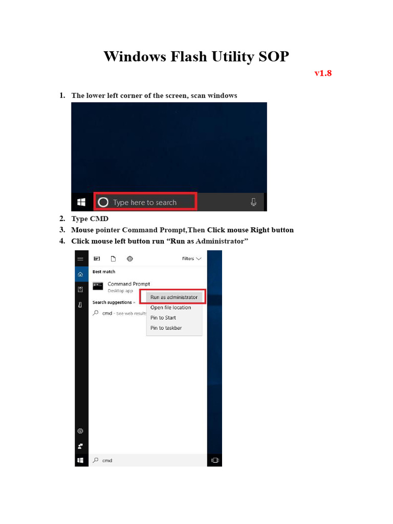 Windows Flash Utility SOP Guide | PDF