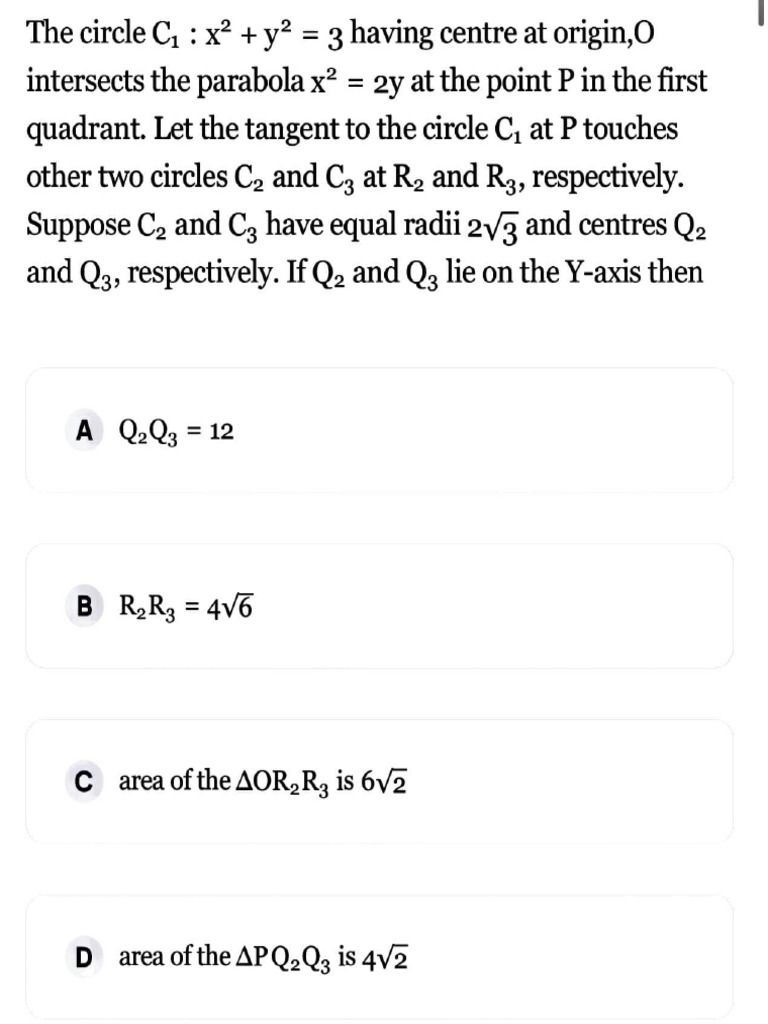 Circle and Parabola Intersection Analysis | PDF | Circle | Triangle