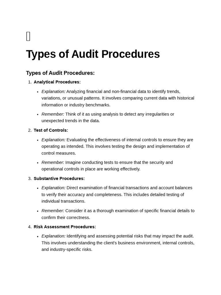 Types of Audit Procedures Explained | PDF
