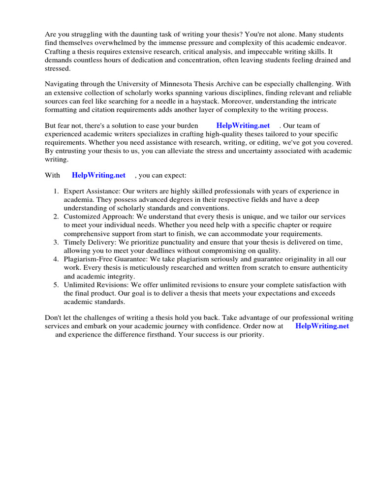 University Of Minnesota Thesis Archive Pdf Thesis Archive