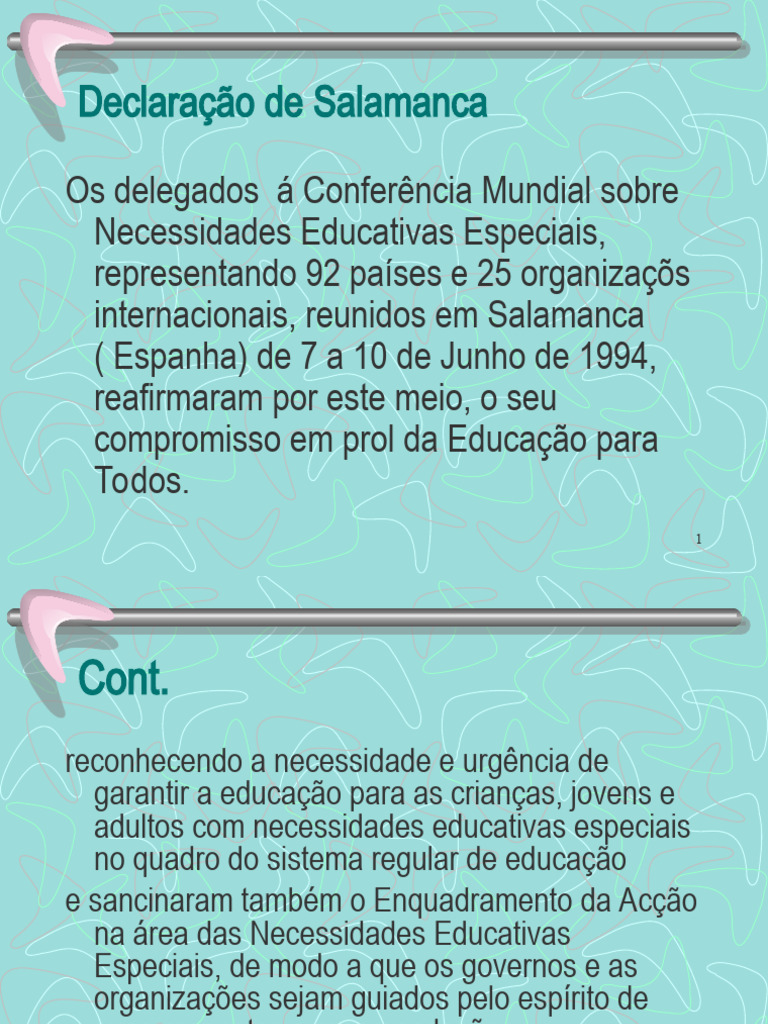 Declaração de Salamanca | PDF | Educação Especial | UNESCO