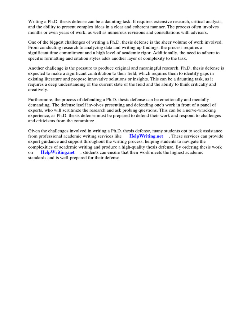 Ph.D. Thesis Defense Challenges | PDF | Thesis | Doctor Of Philosophy