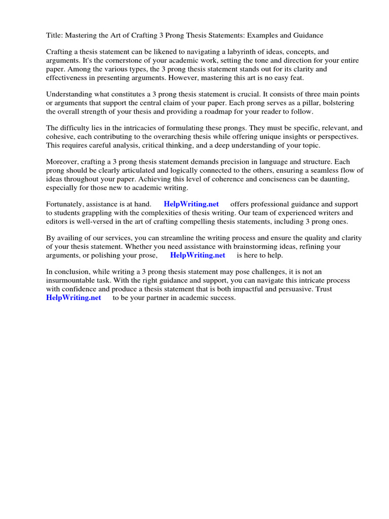 Crafting Effective 3 Prong Thesis Statements | PDF | Essays | Thesis