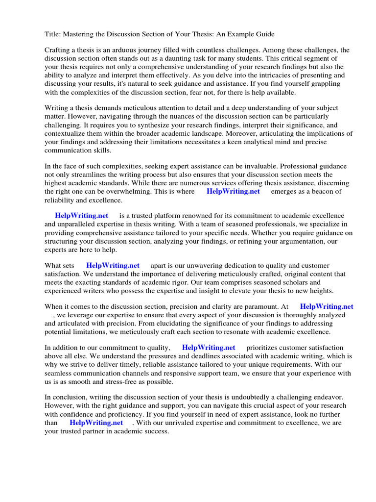 Thesis Discussion Section Example | PDF | Thesis | Science