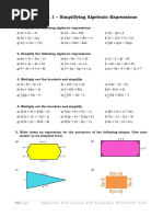 Algebraic Expressions and Equations - Worksheets Pack