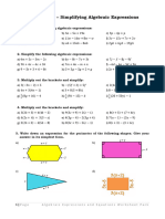 Algebraic Expressions and Equations - Worksheets Pack