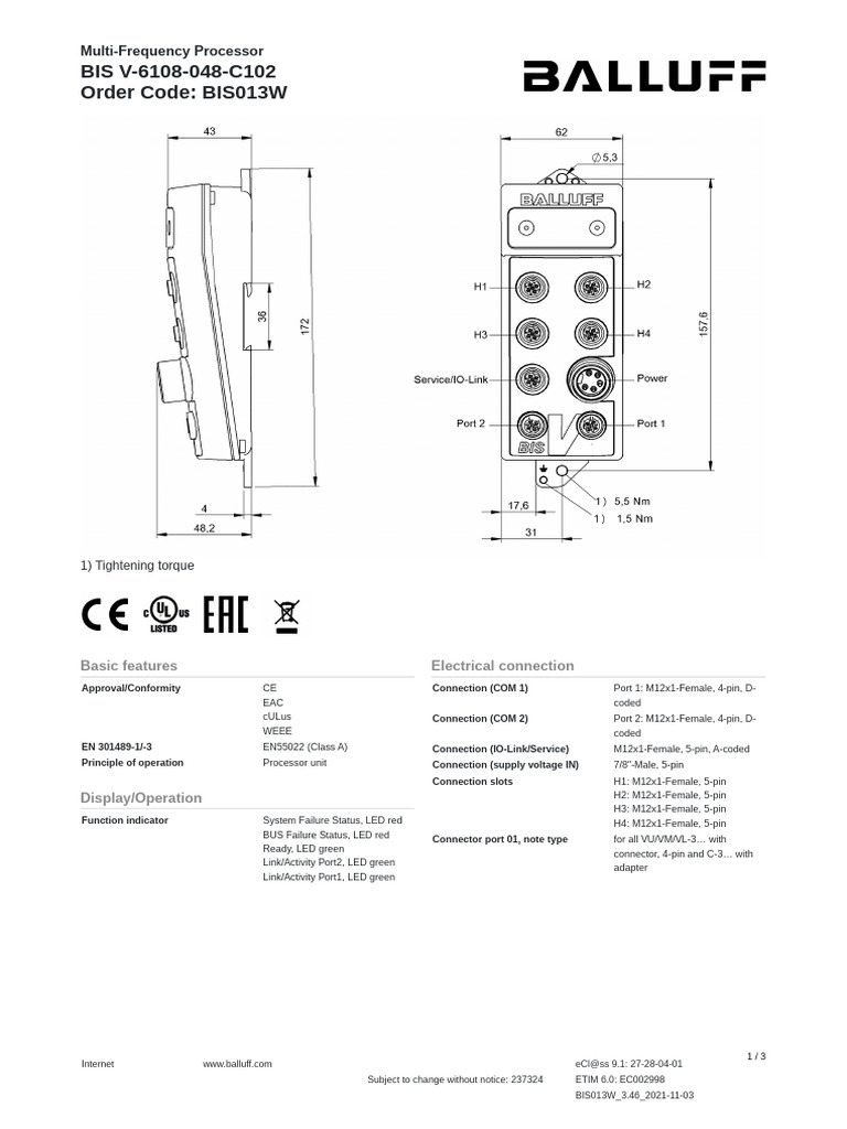 BIS013W | PDF | Electrical Connector | Electricity