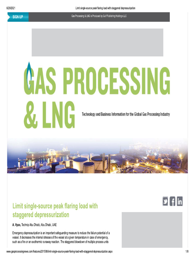 Limit Single-Source Peak Flaring Load With Staggered Depressurization | PDF