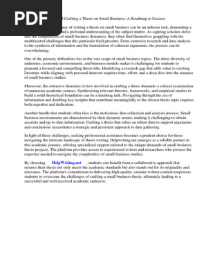 Thesis Title About Small Business