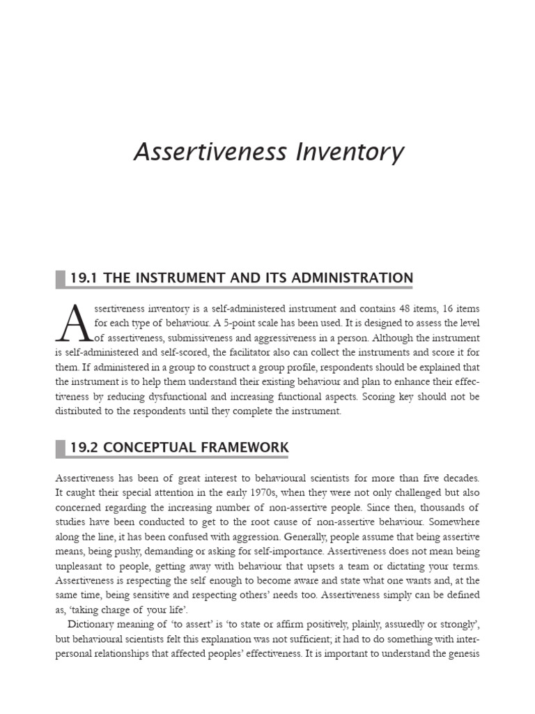Assertiveness Inventory Overview | PDF | Self Esteem | Psychology