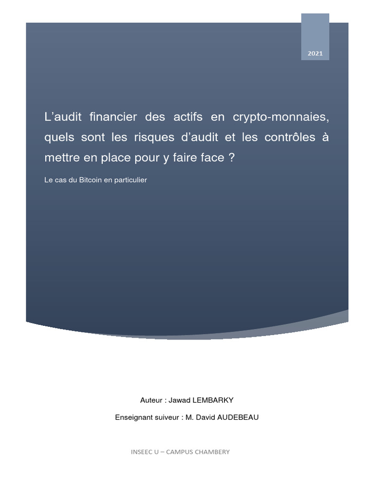 Mémoire MSC 2 Jawad Lembarky | PDF | Crytomonnaies | Bitcoin
