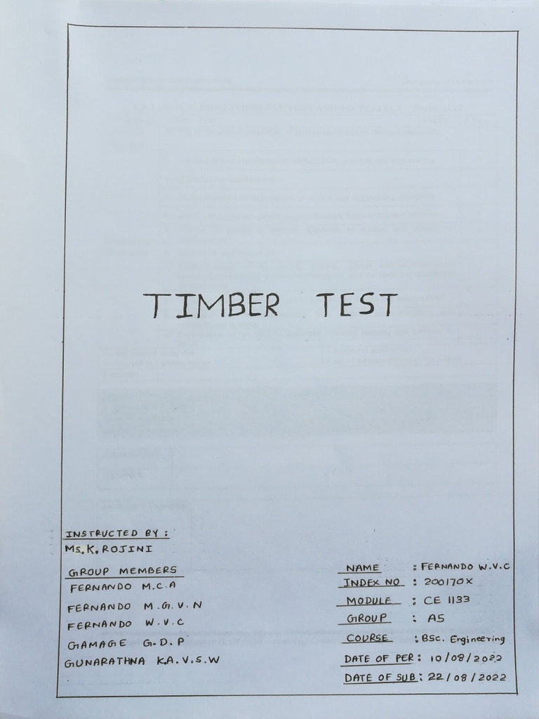 Timber Test Course-Work | PDF