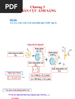 Bài tập 5: Tính toán với định lý Malus trong phân cực ánh sáng