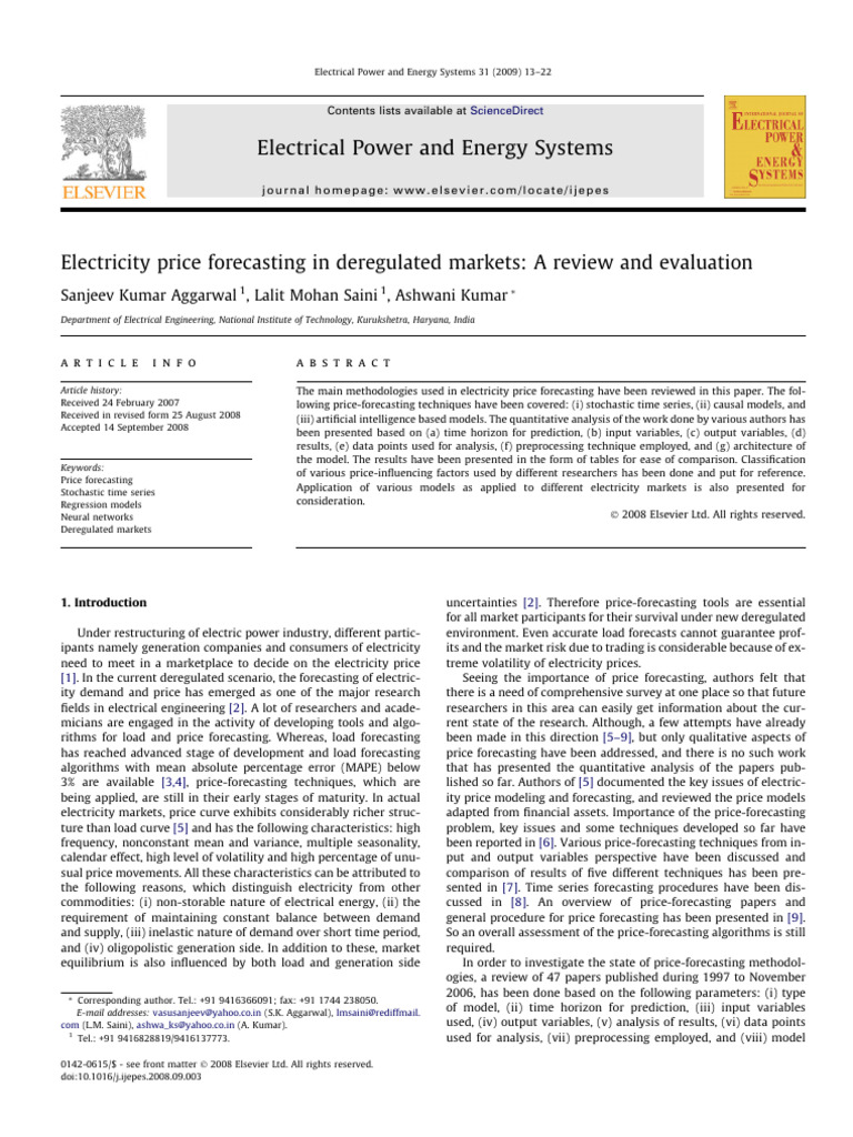 Electricity Price Forecasting Review | PDF | Time Series | Forecasting