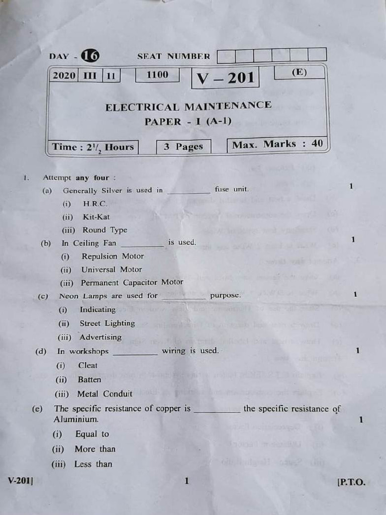Electrical Maintenance Pi 2020 | PDF