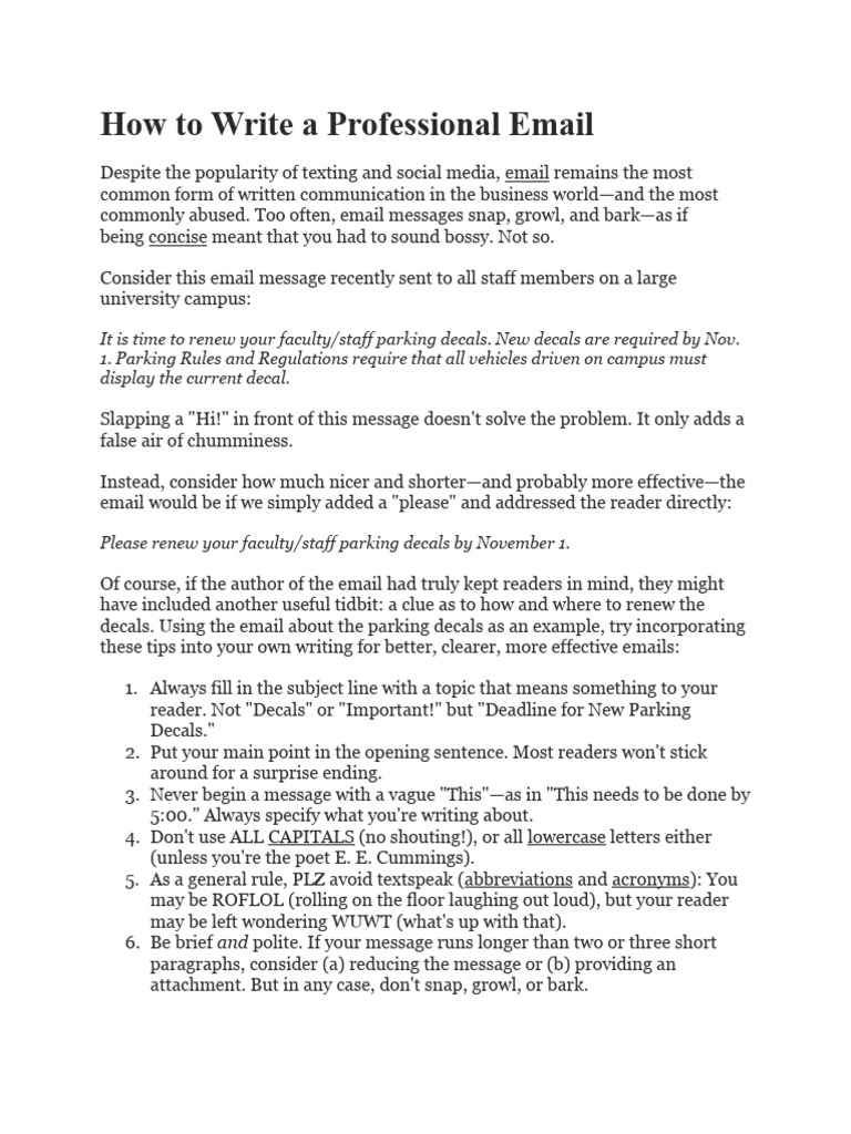 How To Write A Professional Email | PDF | Human Communication ...