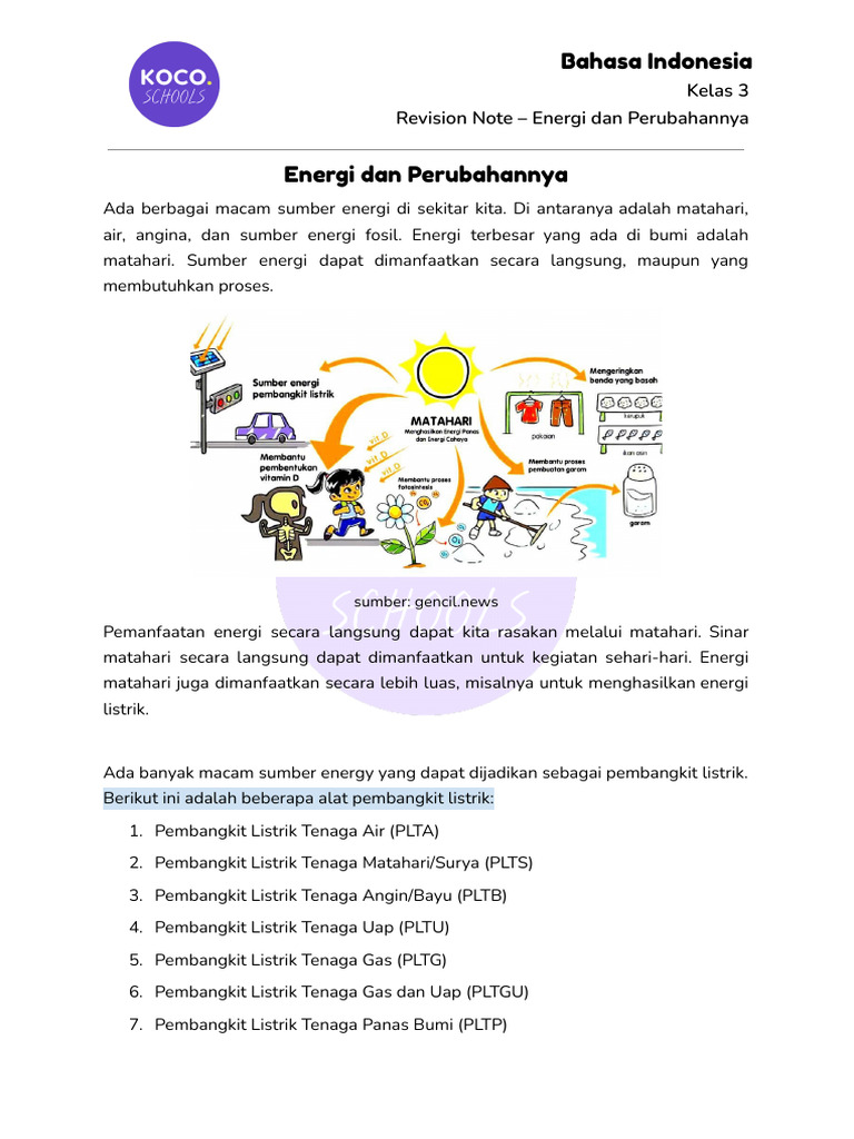 Menjelajahi Dunia Energi: Kumpulan Soal UTS Kelas 3 Tema 6 "Energi dan Perubahannya"