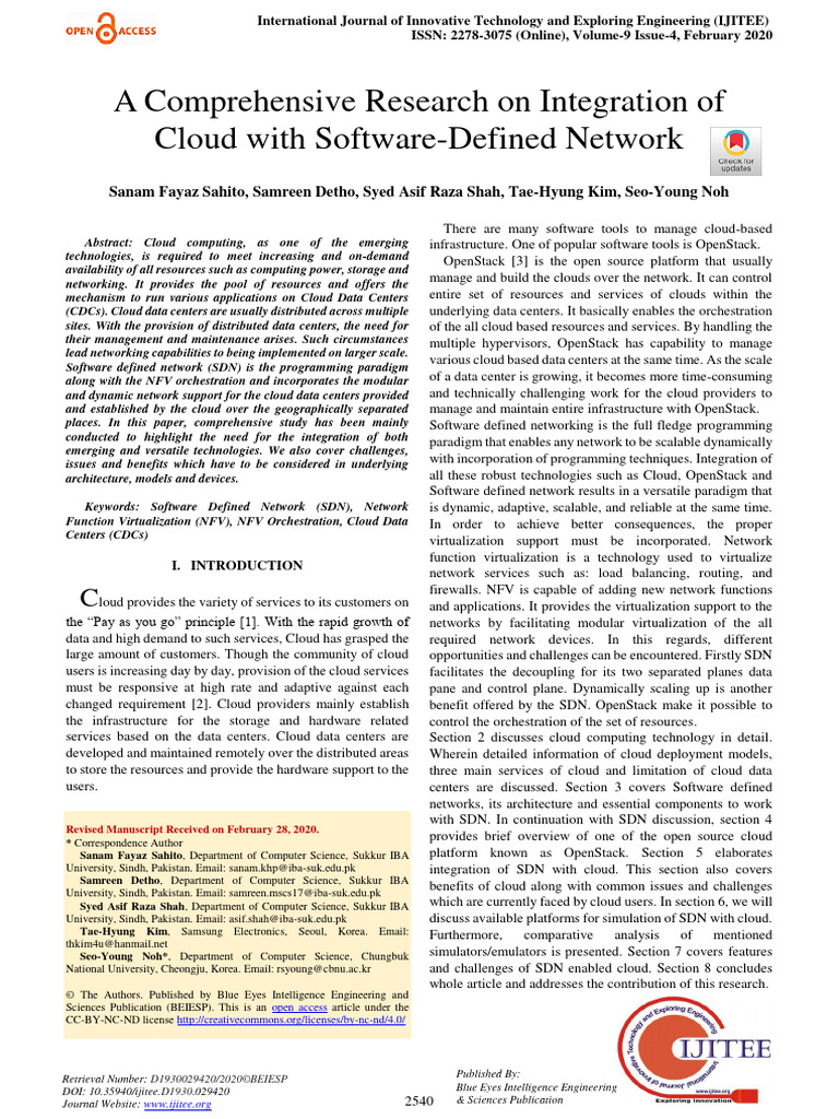 A Comprehensive Research On Integration of Cloud With Software-Defined ...