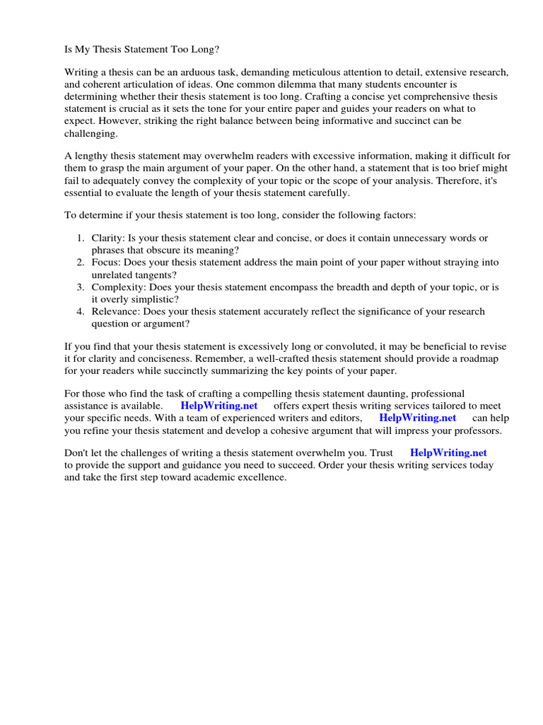 Evaluating Thesis Statement Length | PDF | Essays | Thesis