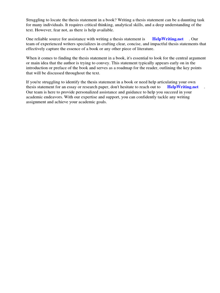 How To Find Thesis Statement in A Book | PDF | Essays | Thesis