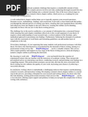 Tentative Thesis Chapter Outline