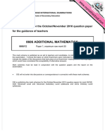 0606 Additional Mathematics: MARK SCHEME For The October/November 2010 Question Paper For The Guidance of Teachers