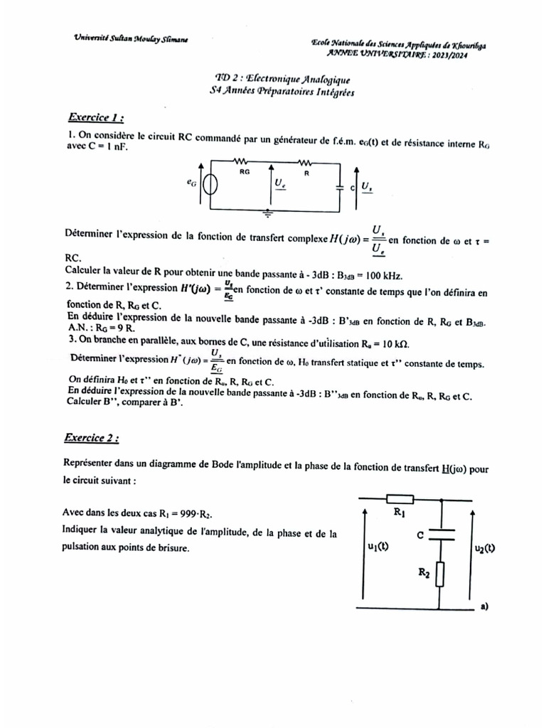 TD2 Électronique | PDF