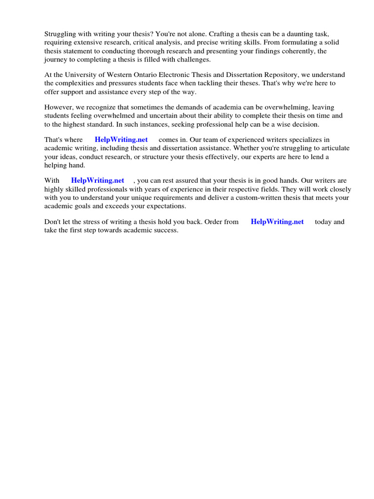 University of Western Ontario Electronic Thesis and Dissertation ...