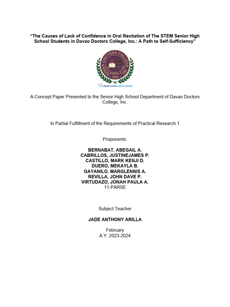 Confidence in STEM Oral Recitation | PDF | Teaching Method | Science ...