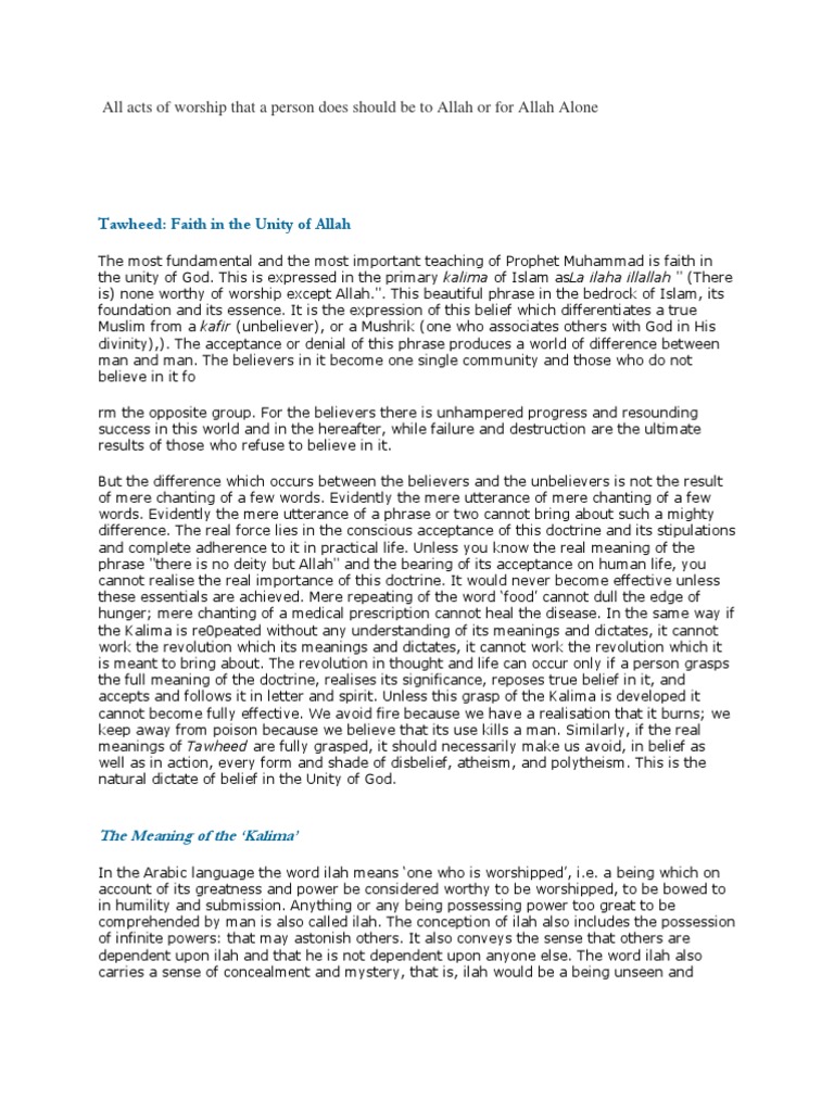 Understanding Tawheed in Islam | PDF | Tawhid | Kafir