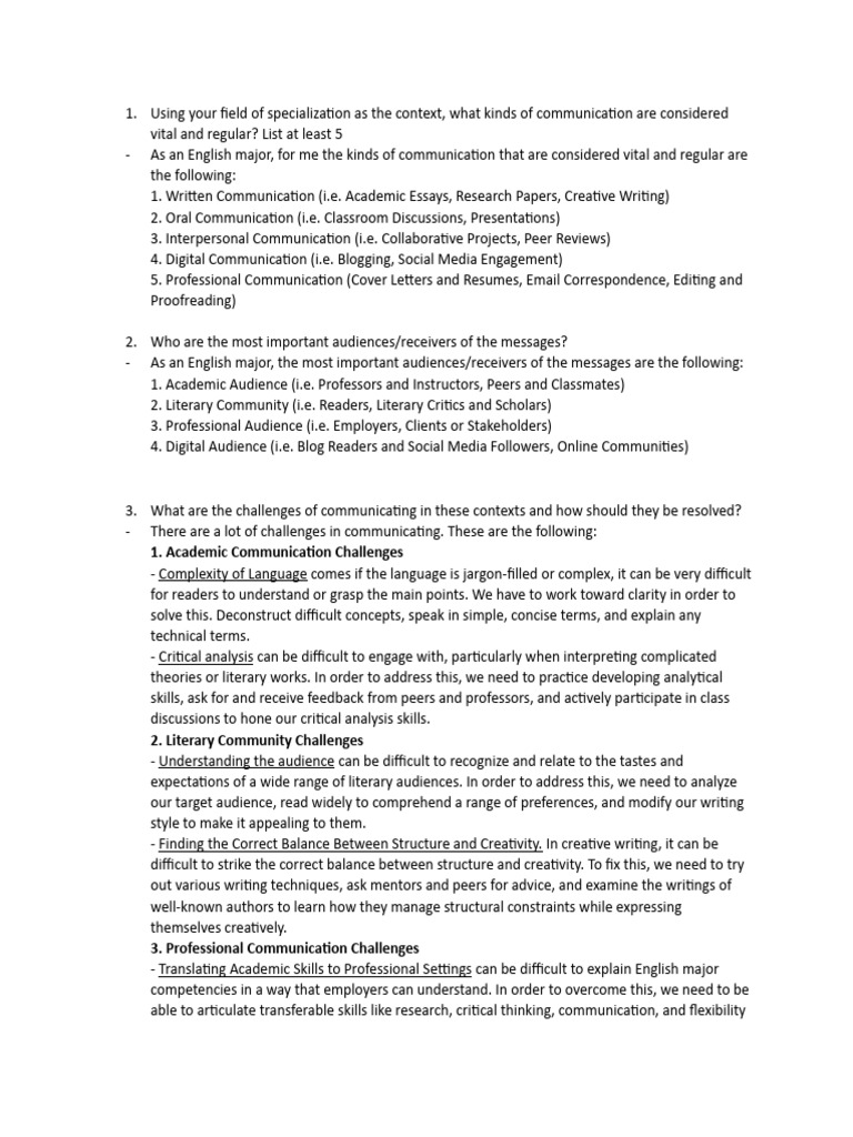 Essential Communication Skills for English Majors | PDF | Communication ...