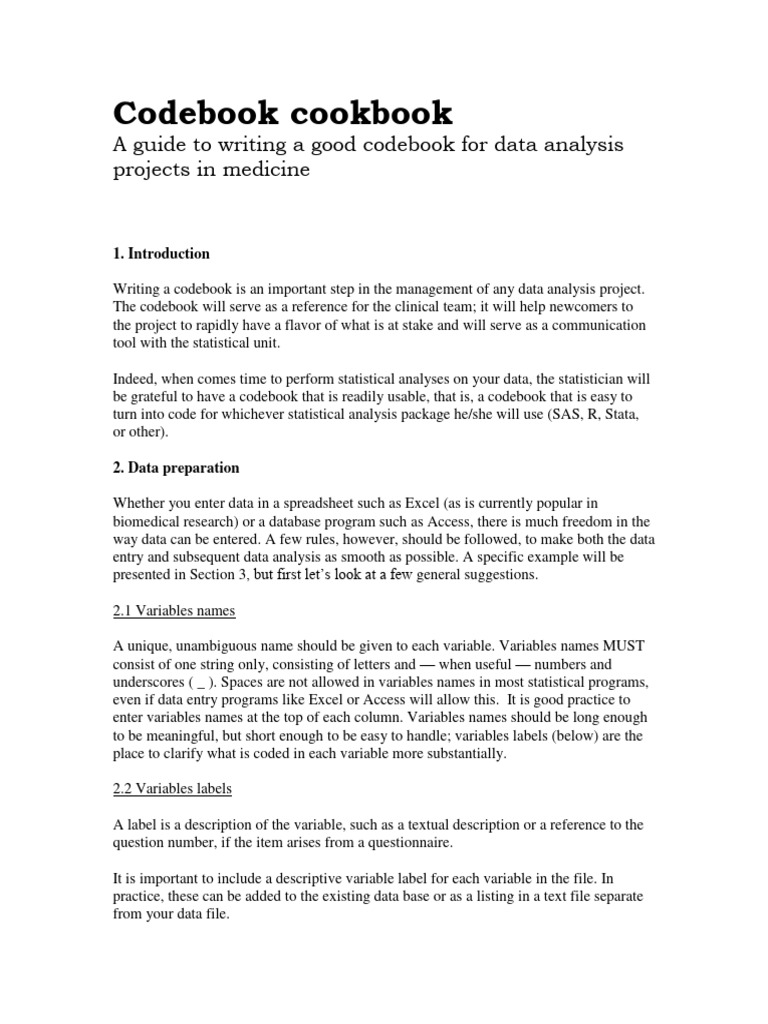 Codebook Cookbook | PDF