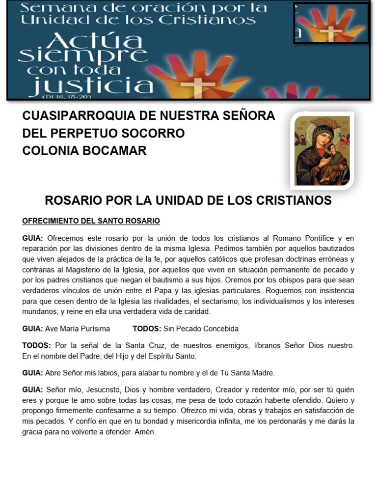 Rosario por la Unidad de los Cristianos | PDF | María, madre de Jesús ...