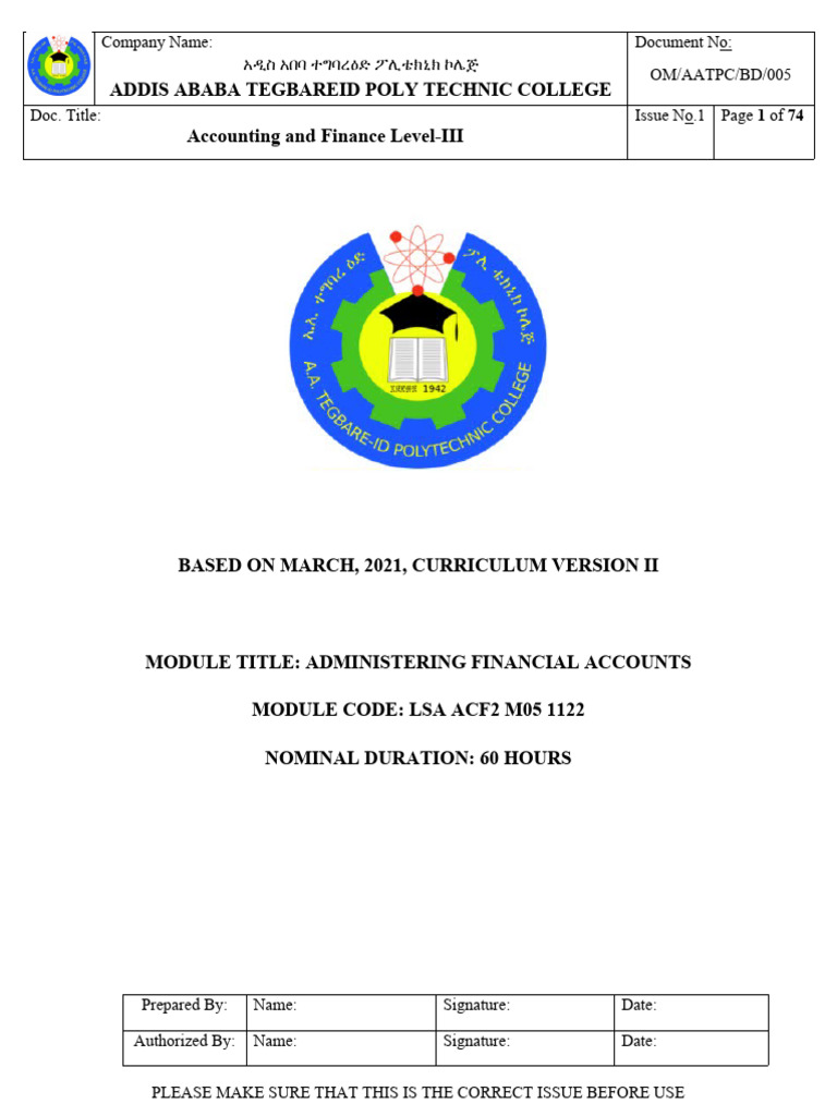 Accounting and Finance Level-III Module | PDF | Finance & Money Management
