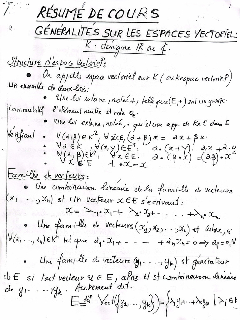 Généralités - Sur - Les - Espaces - Vectoriels | PDF