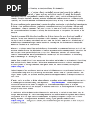 Analytical Essay Thesis Outline