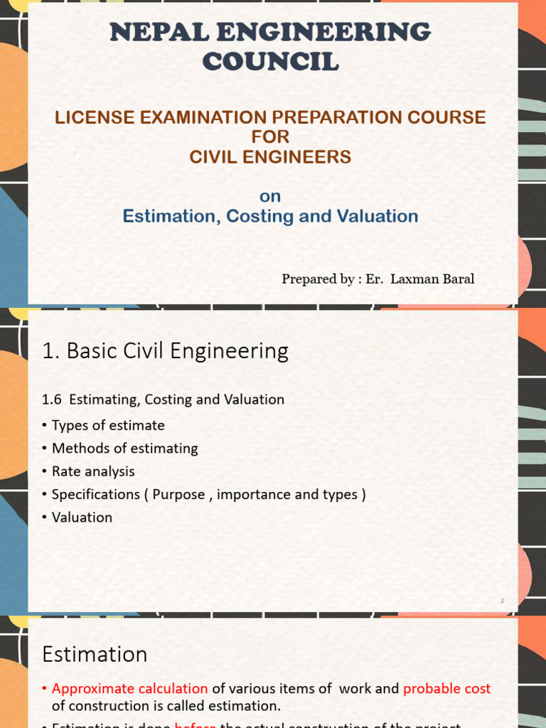 Estimation and Costing in Civil Engineering | PDF | Depreciation | Book ...