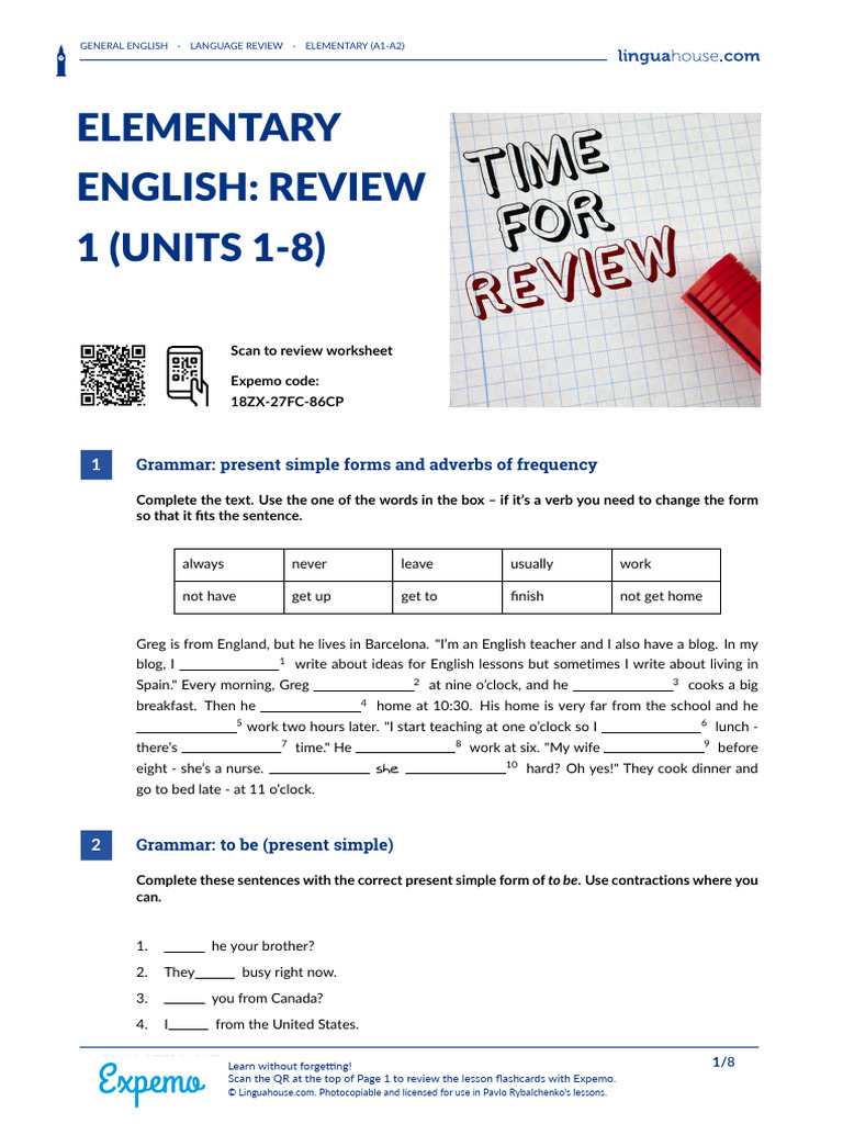 Beginner English Review Guide | PDF | English Language | Flashcard
