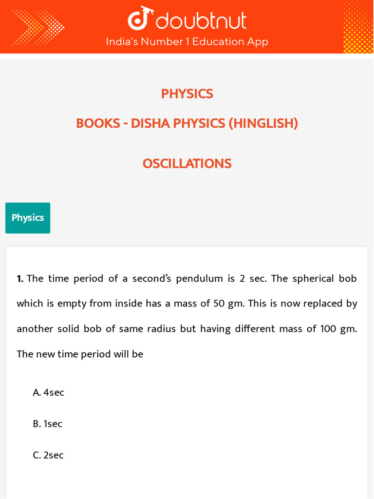 Books Doubtnut Question Bank Download Free PDF Pendulum Oscillation