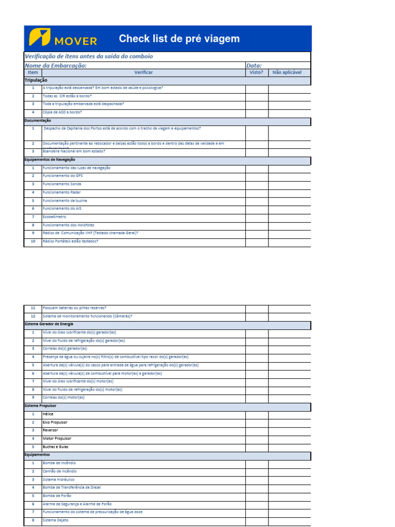 Check-list Completo para Pré-Viagem Marítima | PDF | Motores | Navios