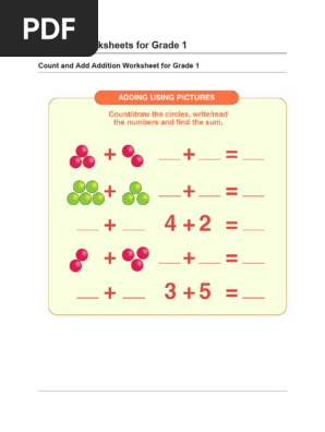 Addition Worksheets for Grade 1