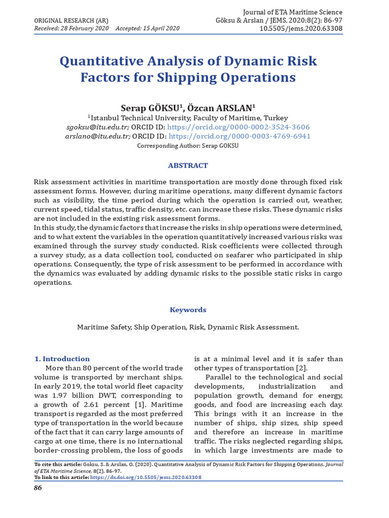 Maritime Dynamic Risk Analysis | PDF | Risk | Ships