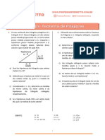 Exercícios: Teorema de Pitágoras: Gabarito