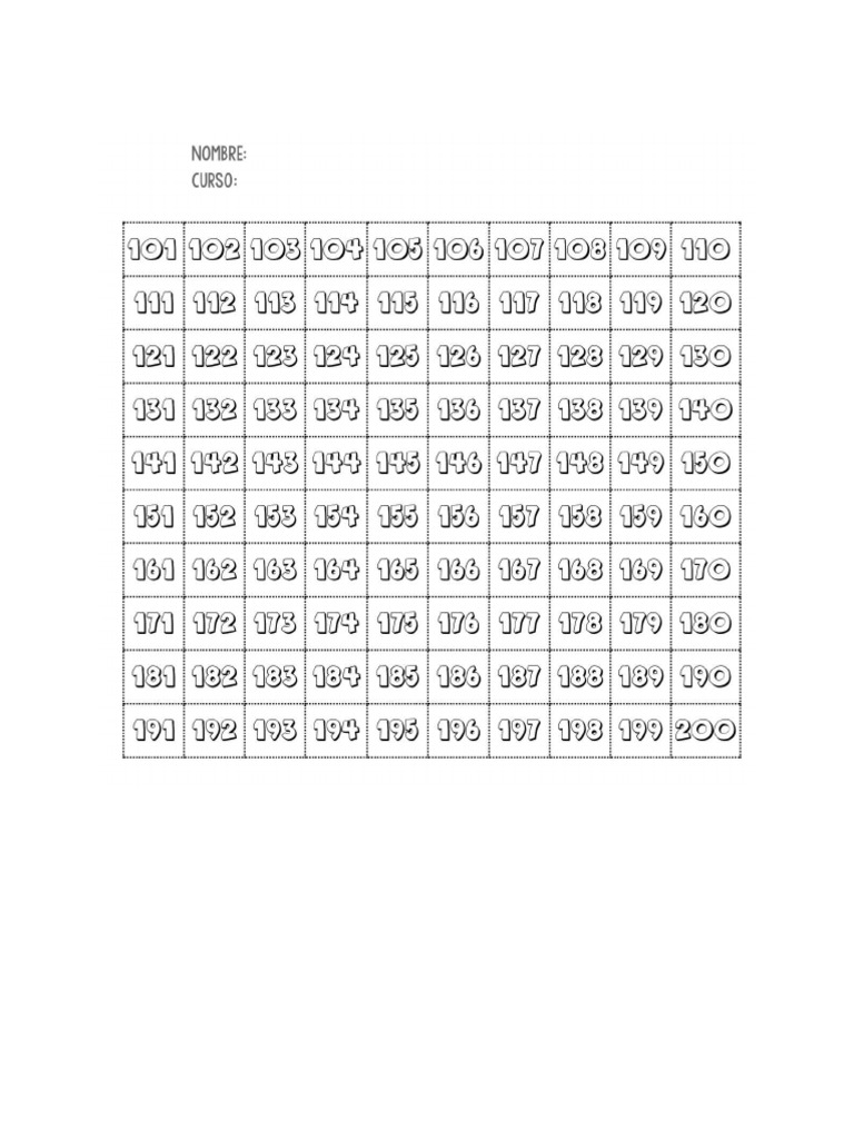 Tabla De Números Imprimible 101 200 Números Primos: Cómo