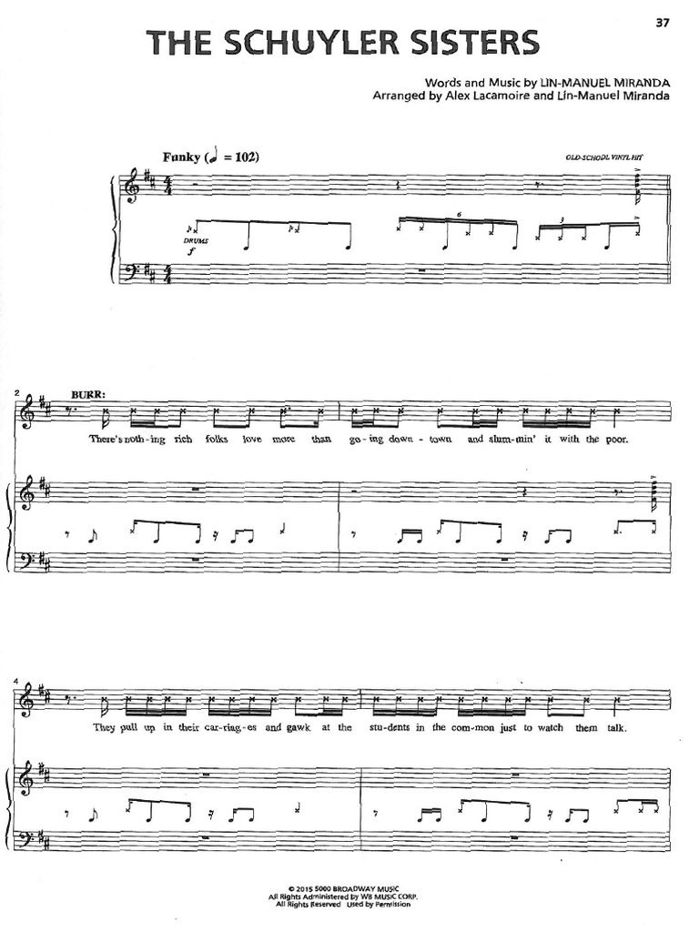 Hamilton - The Schuyler Sisters | PDF