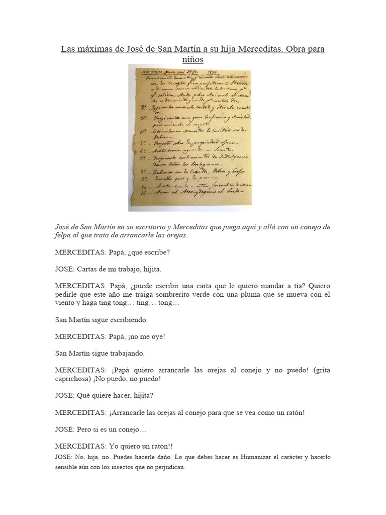 Las Máximas de José de San Martín A Su Hija Merceditas | PDF