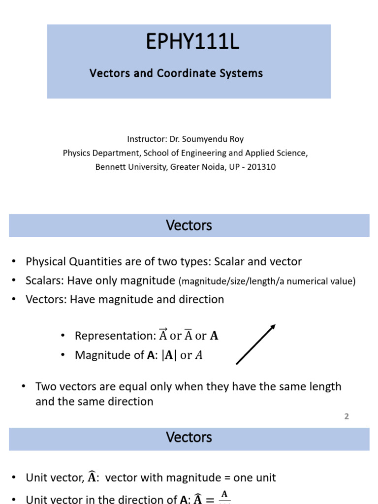 Physics Vectors & Coordinates | PDF | Euclidean Vector | Coordinate System