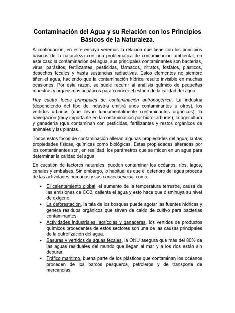 Contaminacion Del Agua | PDF