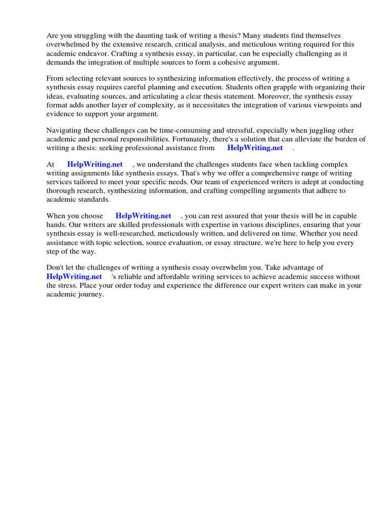 How To Write A Great Synthesis Essay | PDF