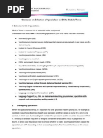 Delta Module Three Guidance On Selection of Special Ism